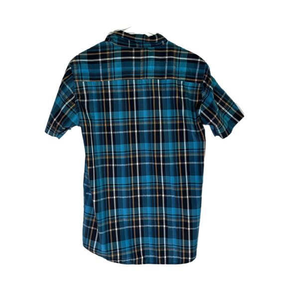 Bold Blue Short-Sleeve Blue Plaid Button Down Shirt, XL - Picture 3 of 6